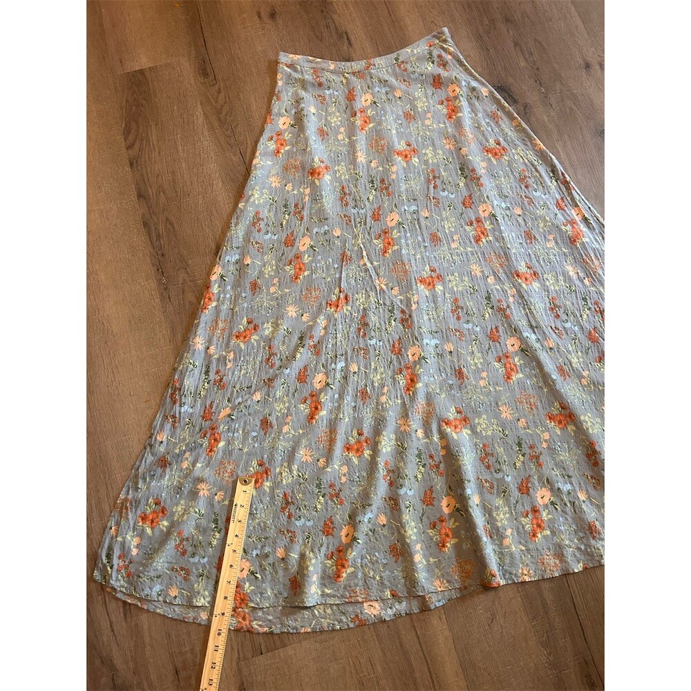 Natural Life Skirt Womens Size M Gray Blue Floral Tiered Maxi Boho Flowy - Picture 9 of 11